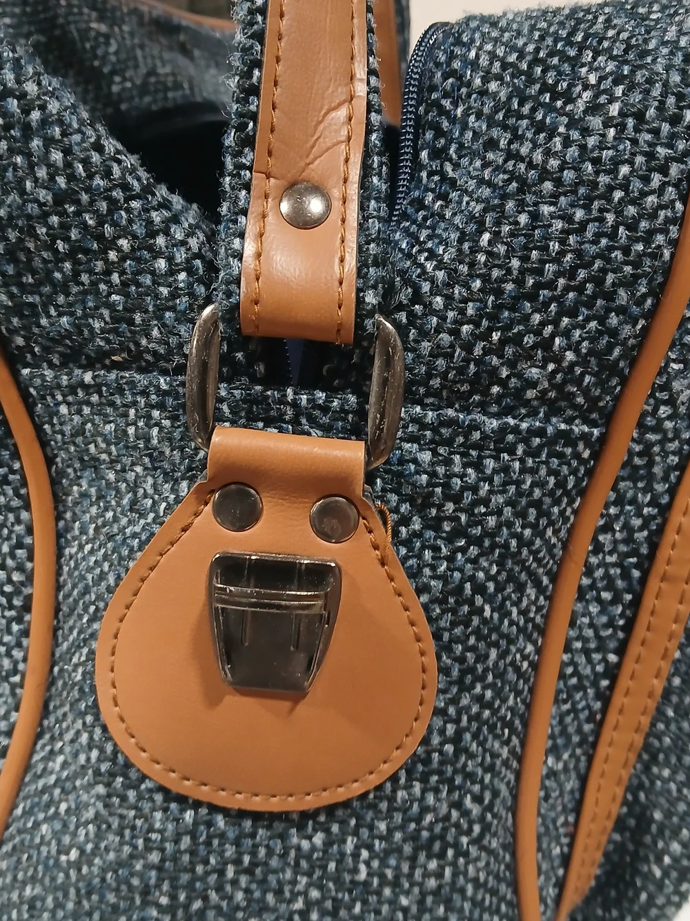 Vntg 1980s Pierre Cardin Tweed Flight Bag Crossbody Carry On Luggage Blue Brown